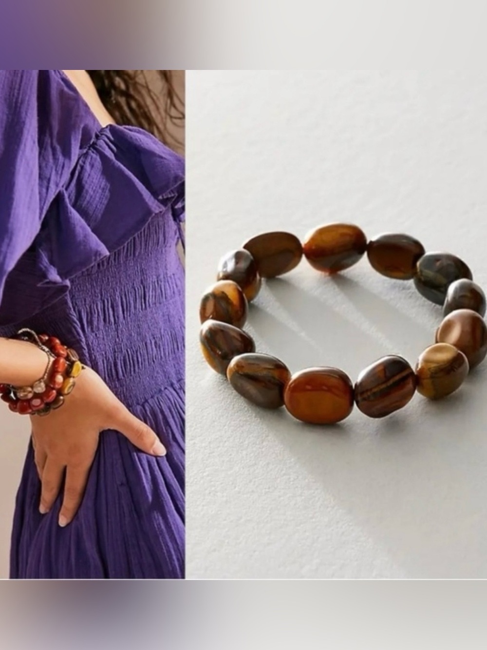 Free people genuine stone beaded Stretch Bracelet - Women Jewelry